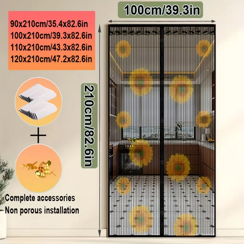 Sunflower Magnetic Easy-Close Screen Door